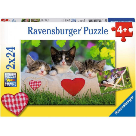 Ravensburger - Verschlafene Kätzchen, 2 x 24 Teile