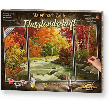 Schipper Malen-nach-Zahlen - Meisterklasse Triptychon - Flusslandschaft
