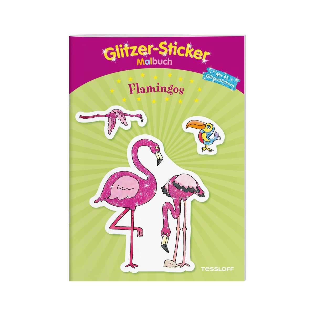 Tessloff - Malen & Rätseln und mehr - Glitzer-Sticker-Malbuch - Flamingos