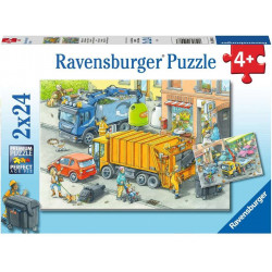 Ravensburger - Müllabfuhr und Abschleppwagen, 2 x 24 Teile