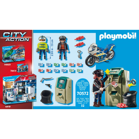 PLAYMOBIL 70572 - City Action - Polizei - Motorrad Verfolgung des Geldräubers