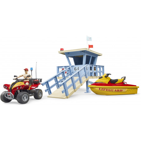 Bruder - bworld Life Guard Station mit Quad und Personal Water Craft