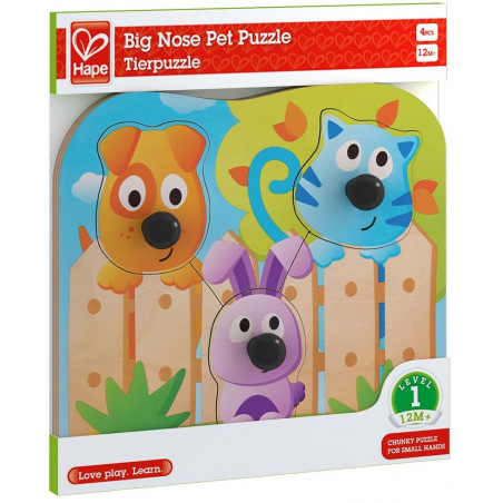 Hape - Knopfpuzzle Haustiere, 4 Teile