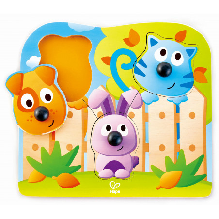 Hape - Knopfpuzzle Haustiere, 4 Teile