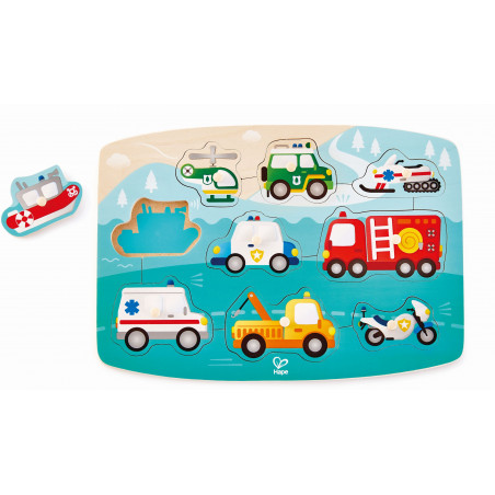 Hape - Puzzle Einsatzfahrzeuge, 10 Teile