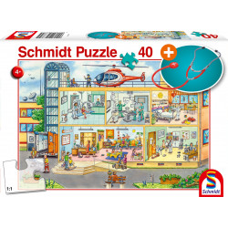 Schmidt Spiele - Im Kinderkrankenhaus, 40 Teile, mit Add-on, Stethoskop