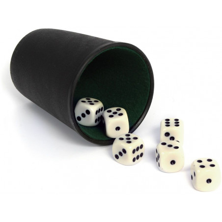 ASS Altenburger Spielkarten - Würfelbecher, Plastik mit Filzeinlage, 6 Würfeln