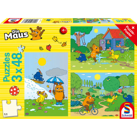 Schmidt Spiele - Viel Spaß mit der Maus, 3x48 Teile