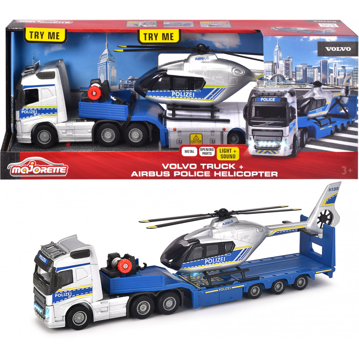 Majorette - Grand Series - Volvo Truck plus Police Helicopter