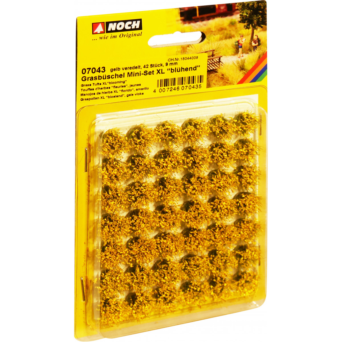Noch - Grasbüschel Mini-Set XL, blühend, gelb veredelt, 42 Stück, 9 mm