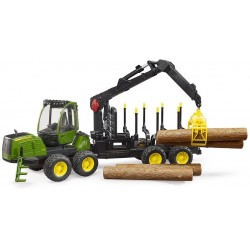 Bruder - John Deere 1210E Rückezug mit 4 Baumstämmen und Holzgreifer