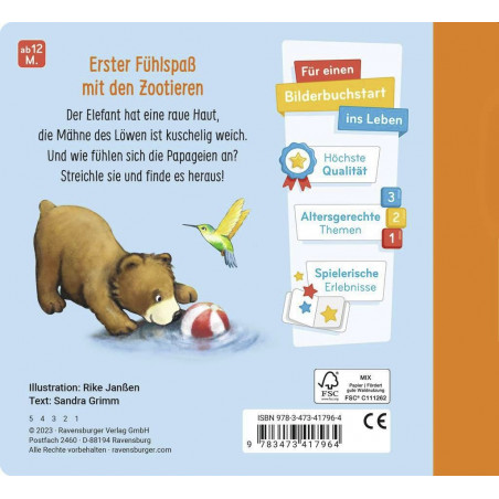 Ravensburger - Mein erstes Fühlbuch: Meine Zootiere