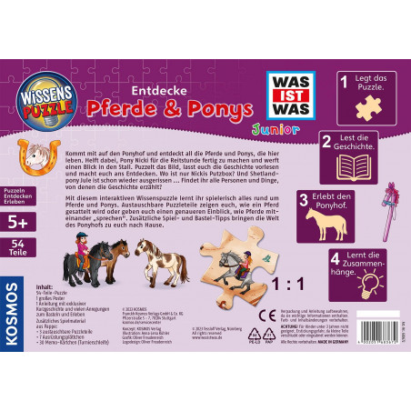 KOSMOS - Was ist Was Junior Wissens Puzzle - Entdecke Pferde & Ponys, 54 Teile KOSMOS - Was ist Was Junior Wissens Puzzle - Entdecke Pferde & Ponys, 54 Teile