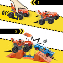 Mega Bloks - Hot Wheels Monster Trucks Tiger Shark Feuer-Rampe, inkl. 2 Autos & Zubehör