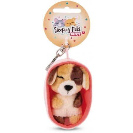 NICI - Sleeping Pets - Schlüsselanhänger Sleeping Pets Hund 8cm dreifarbig, Körbchen peach hell NICI - Sleeping Pets - Schlüsselanhänger Sleeping Pets Hund 8cm dreifarbig, Körbchen peach hell
