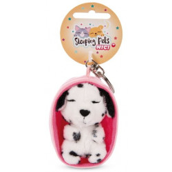 NICI - Sleeping Pets - Schlüsselanhänger Sleeping Pets Hund 8cm Dalmatiner, Körbchen rosa