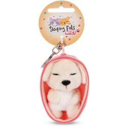 NICI - Sleeping Pets - Schlüsselanhänger Sleeping Pets Hund 8cm creme, Körbchen peach