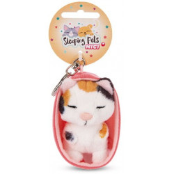 NICI - Sleeping Pets - Schlüsselanhänger Sleeping Pets Katze 8cm dreifarbig, Körbchen peach