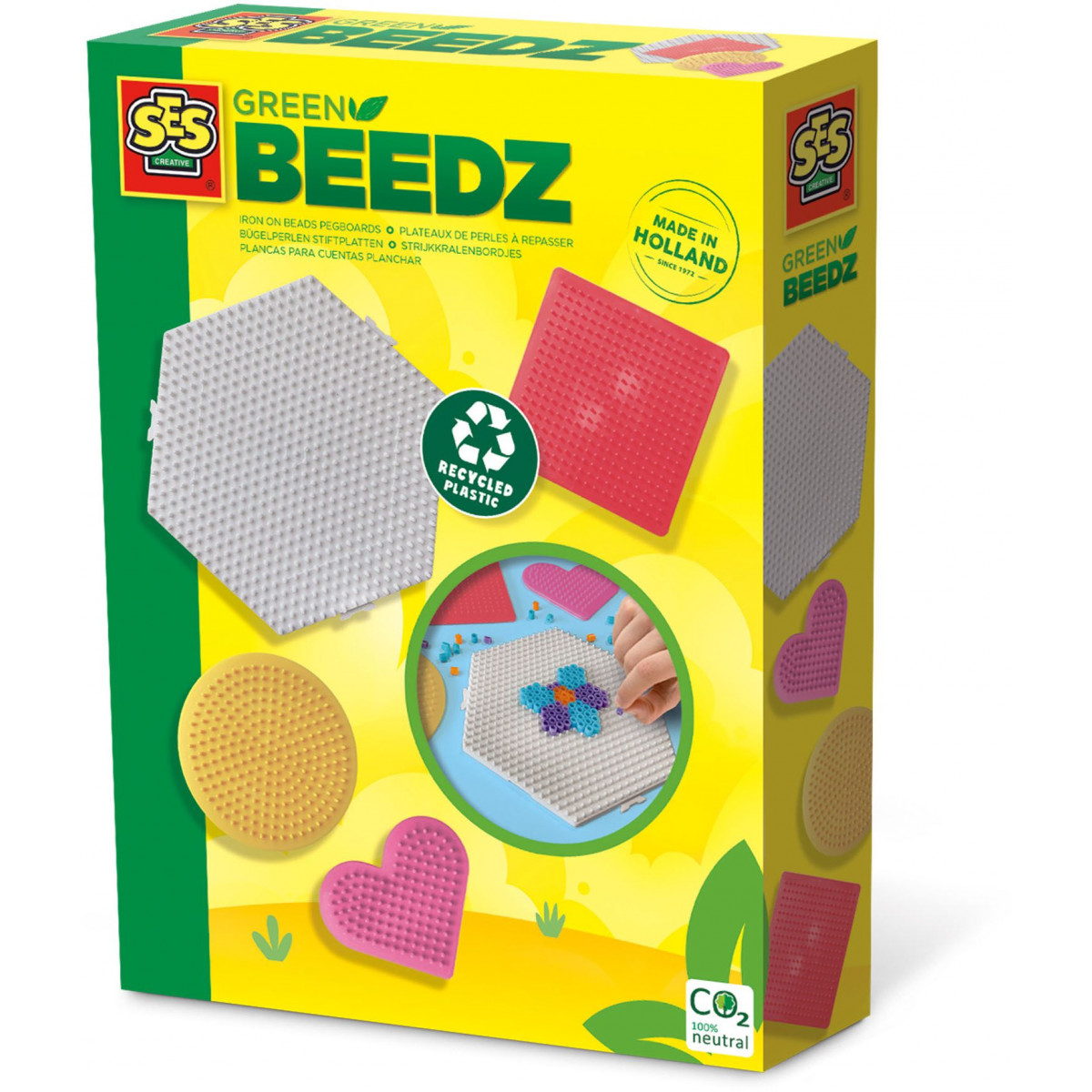 SES Creative - Green Beedz - Bügelperlen Stiftplatten 4x sortiert