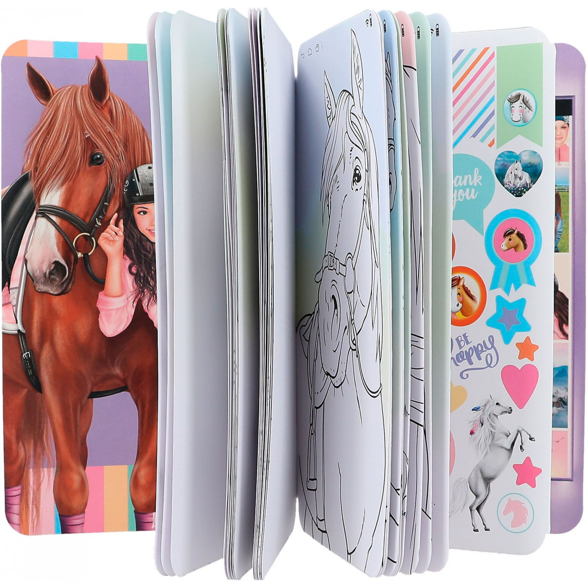 Depesche Libro Para Colorear De Caballos – 24 Páginas + 6 Hojas De Pegatinas (445 Pegatinas) | Encuadernación En Espiral