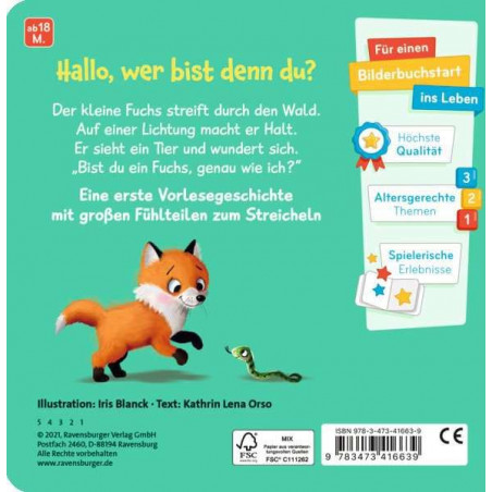 Ravensburger - Mein erstes Vorlese-Fühlbuch: Bist du ein Fuchs?