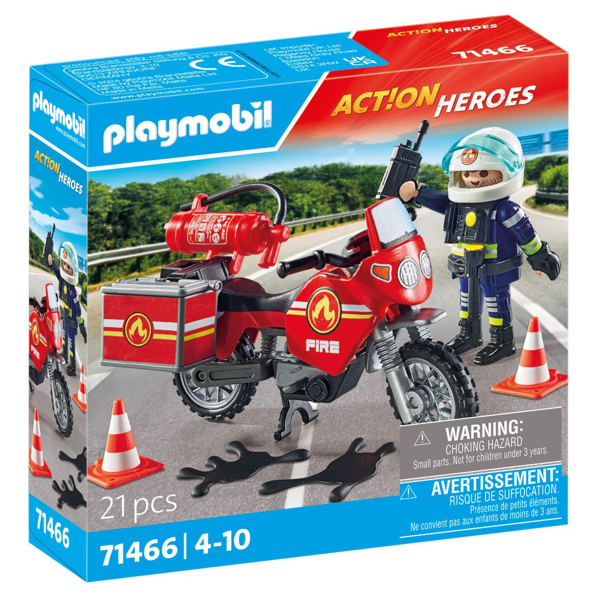PLAYMOBIL 71466 - Action Heroes - Feuerwehrmotorrad am Unfallort
