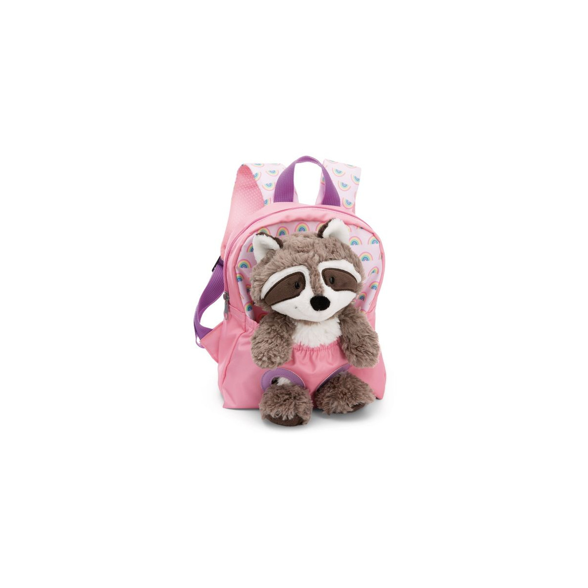 NICI - Travel Friends - Rucksack mit Plüschtier 21x26cm Waschbär 25cm rosa