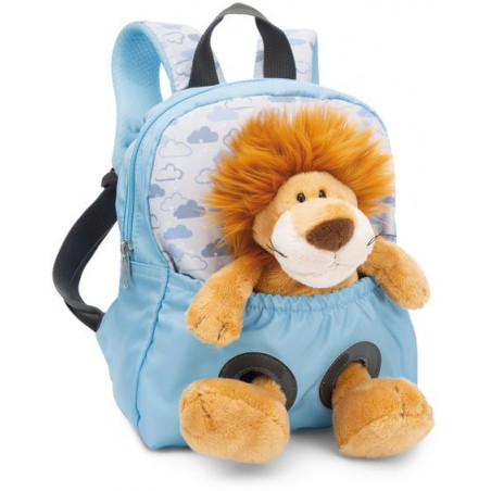 NICI - Travel Friends - Rucksack mit Plüschtier 21x26cm Löwe 25cm hellblau