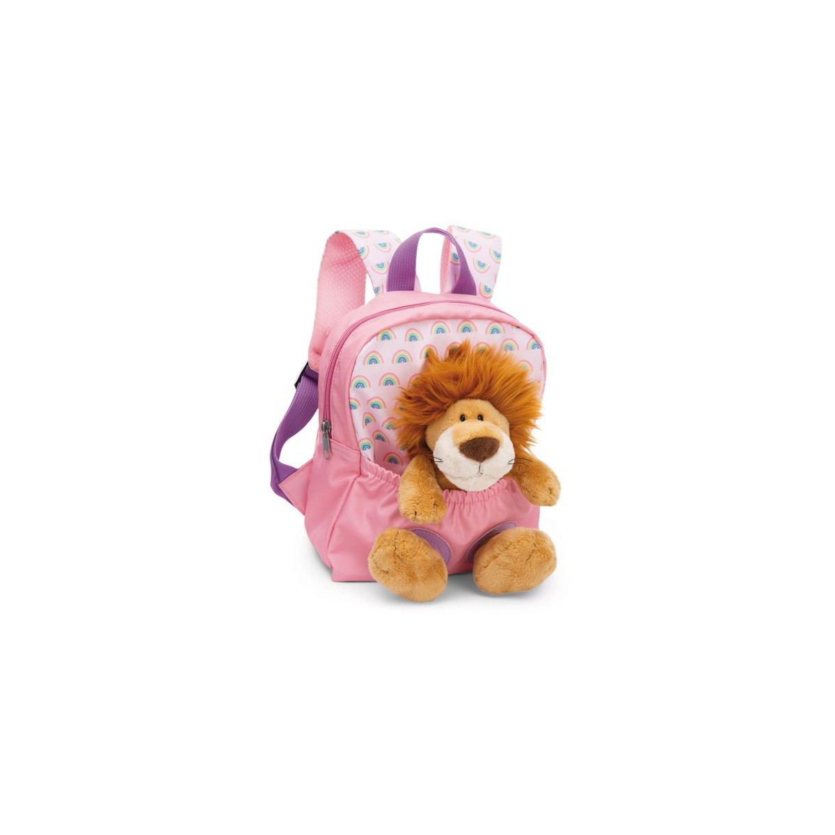 NICI - Travel Friends - Rucksack mit Plüschtier 21x26cm Löwe 25cm rosa