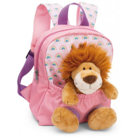 NICI - Travel Friends - Rucksack mit Plüschtier 21x26cm Löwe 25cm rosa