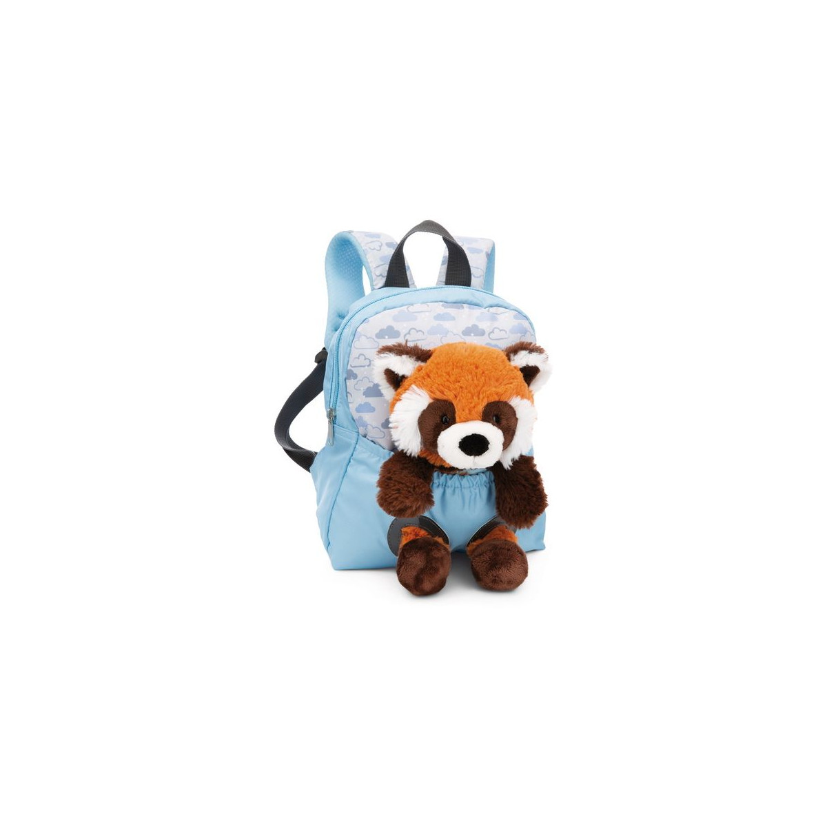 NICI - Travel Friends - Rucksack mit Plüschtier 21x26cm Roter Panda 25cm hellblau