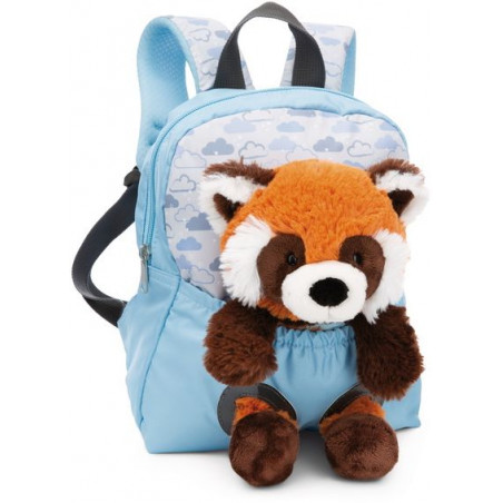 NICI - Travel Friends - Rucksack mit Plüschtier 21x26cm Roter Panda 25cm hellblau