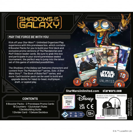 Fantasy Flight Games - Star Wars Unlimited – Shadows of the Galaxy – Prerelease-Box (EN)
