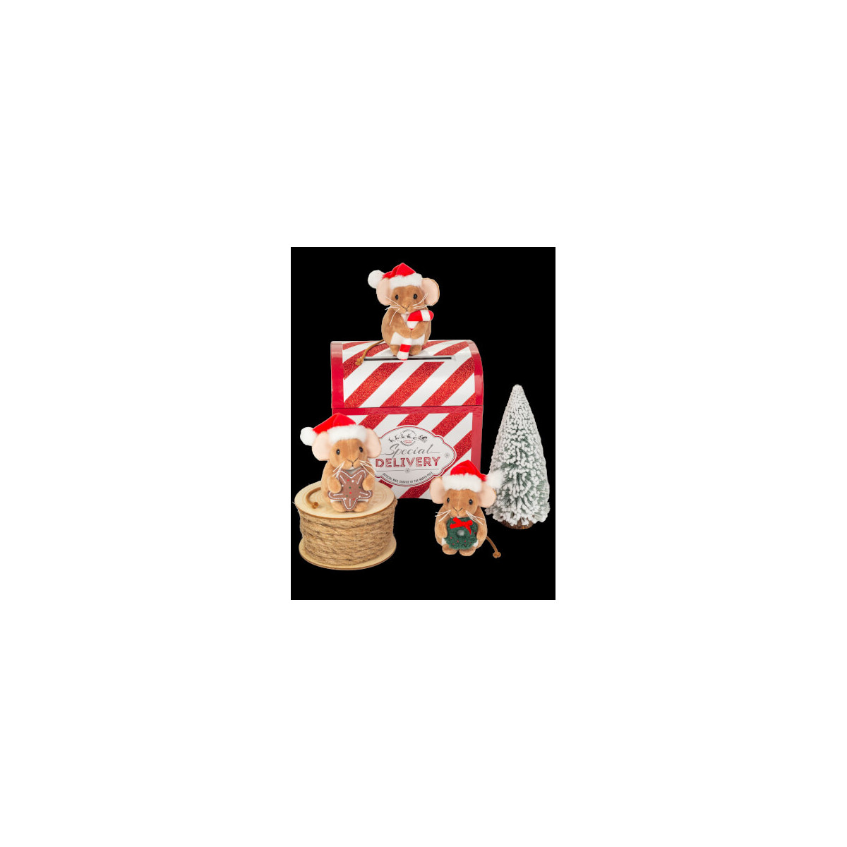 Weihnachtsmaus mit Zuckerstange 11 cm