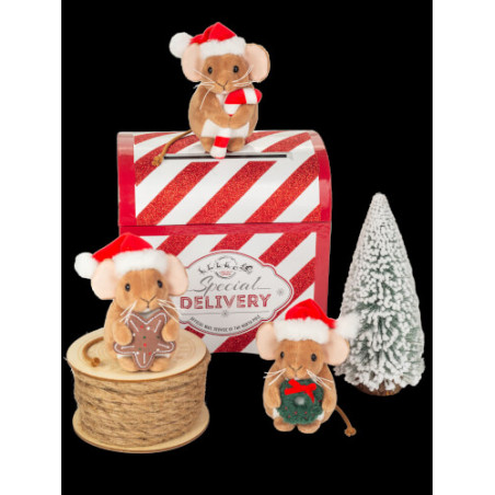 Weihnachtsmaus mit Zuckerstange 11 cm
