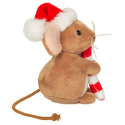 Weihnachtsmaus mit Zuckerstange 11 cm