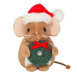 Weihnachtsmaus mit Kranz 11 cm
