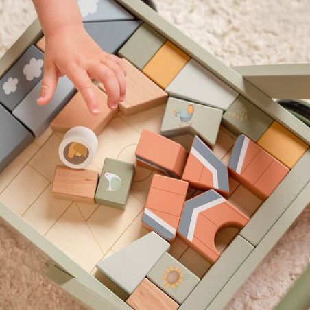 Wagen mit Bauklötzen Little Farm | Little Dutch