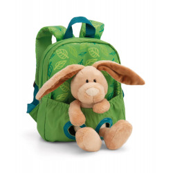 Rucksack mit Plüschtier 21x26cm Hase 25cm grün