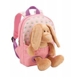 Rucksack mit Plüschtier 21x26cm Hase 25cm rosa