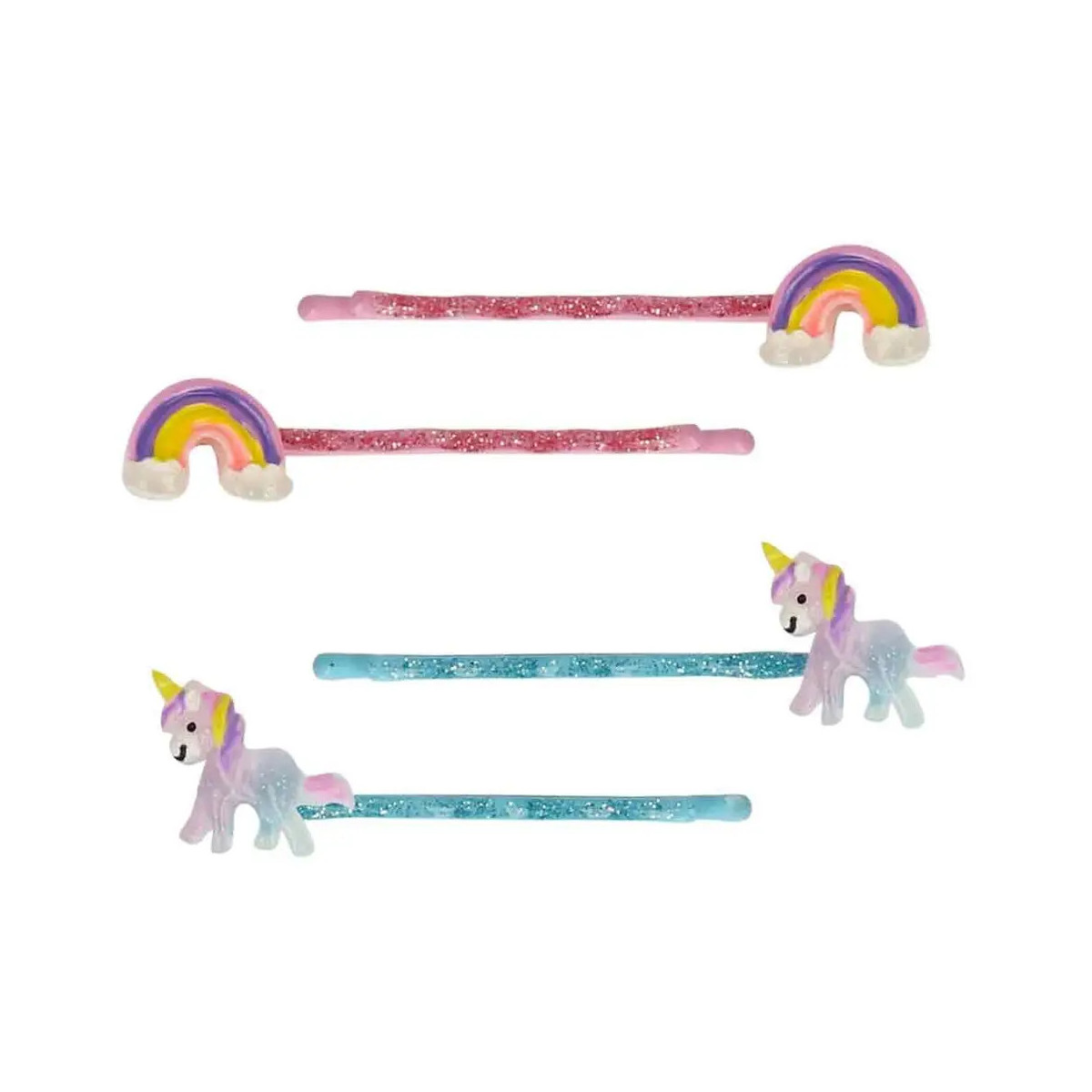 Haarnadeln Einhorn Regenbogen 2tlg 5cm 2 Mot. (6)
