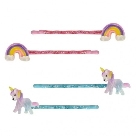 Haarnadeln Einhorn Regenbogen 2tlg 5cm 2 Mot. (6)