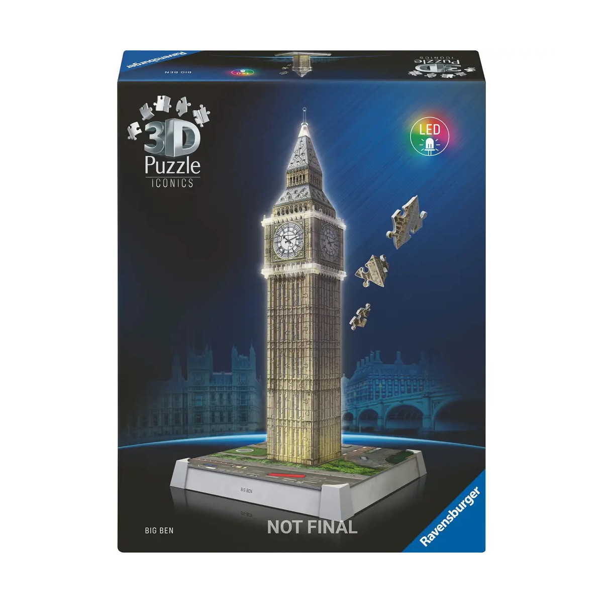 Ravensburger 3D Puzzle Iconics: 12008025 Big Ben - mit Licht - Das berühmte Wahrzeichen von London als detailgetreues