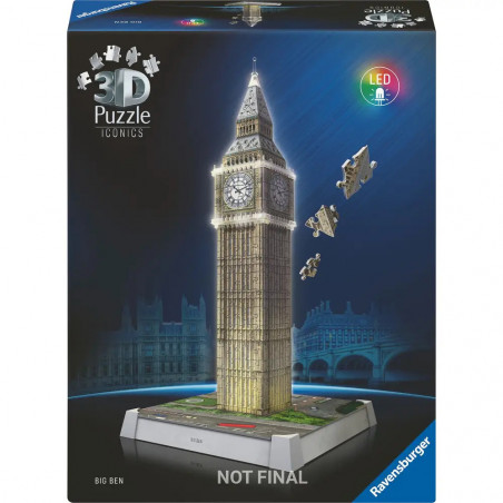 Ravensburger 3D Puzzle Iconics: 12008025 Big Ben - mit Licht - Das berühmte Wahrzeichen von London als detailgetreues Ravensburger 3D Puzzle Iconics: 12008025 Big Ben - mit Licht - Das berühmte Wahrzeichen von London als detailgetreues