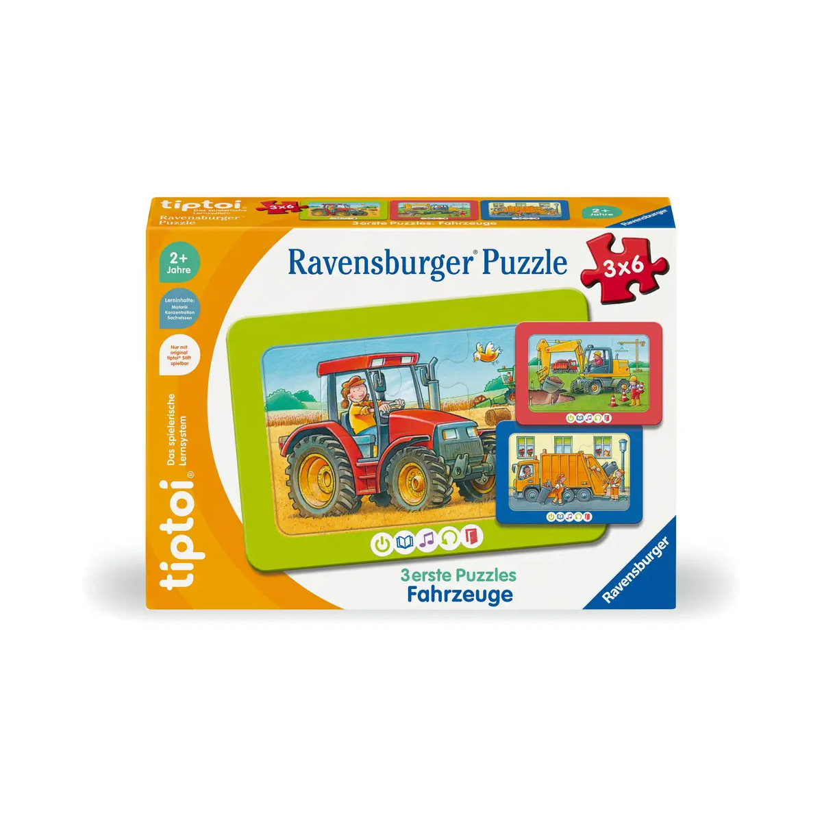Ravensburger tiptoi Puzzle 00227 - 3 erste Puzzles: Fahrzeuge, niedliche Rahmenpuzzles für Kinder ab 2 Jahren