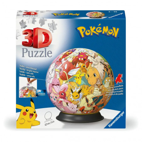 Ravensburger 3D Puzzle 11595 - Puzzle-Ball Pokémon Kanto Region - Puzzleball aus dreidimensionalen Puzzleteilen - für