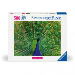 Ravensburger Puzzle 12001332, Colorful Animals - Pfau - 500 Teile Puzzle für Erwachsene und Kinder ab 12 Jahren