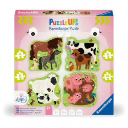 Puzzle UP! Bauernhoftiere von Ravensburger, 12004001 - 4 konturgeformte Puzzles mit 4, 6, 8, 10 Teilen, mit großen Bil