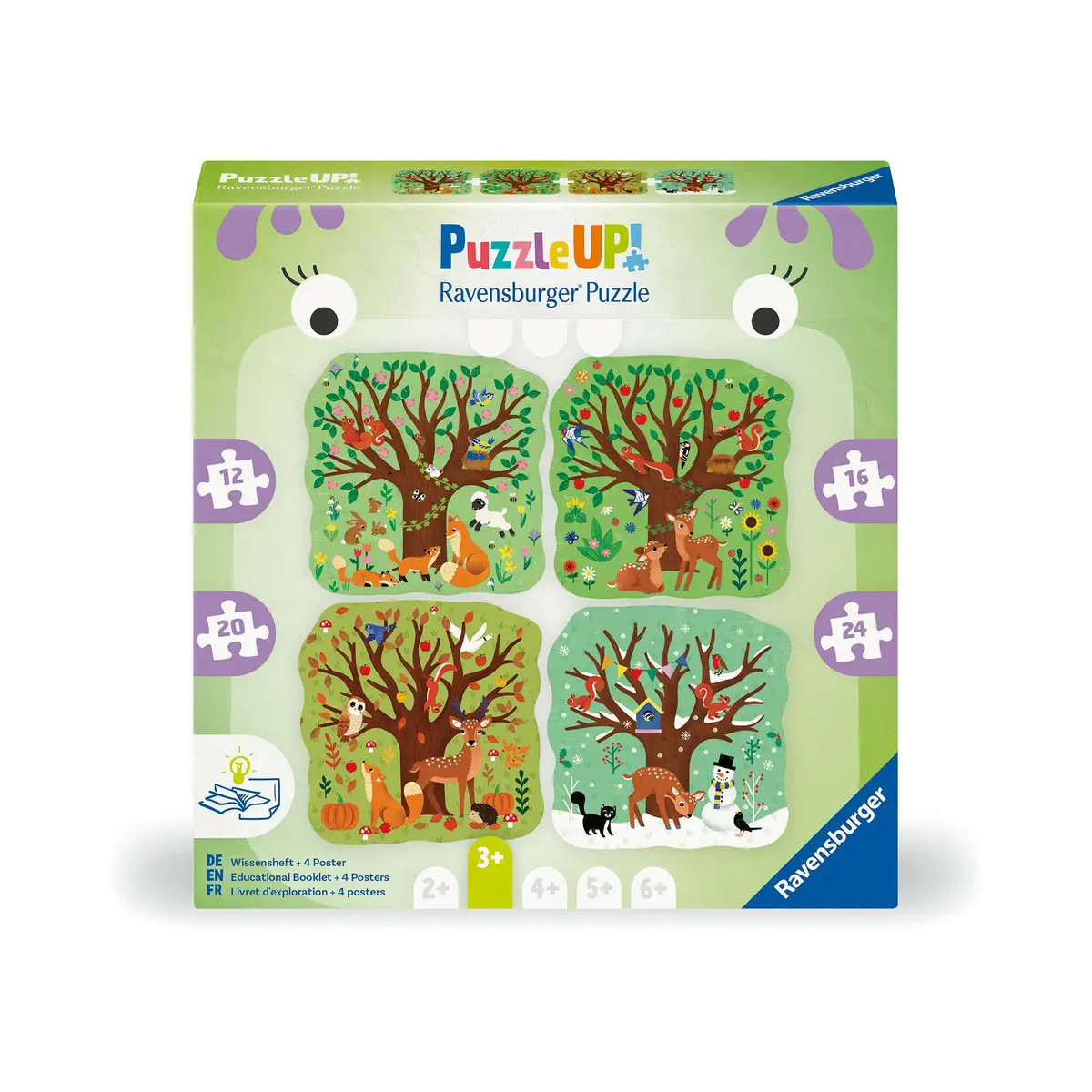Puzzle UP! Vier Jahreszeiten von Ravensburger, 12004002 - 4 konturgeformte Puzzles mit 12, 16, 20, 24 Teilen, mit groß