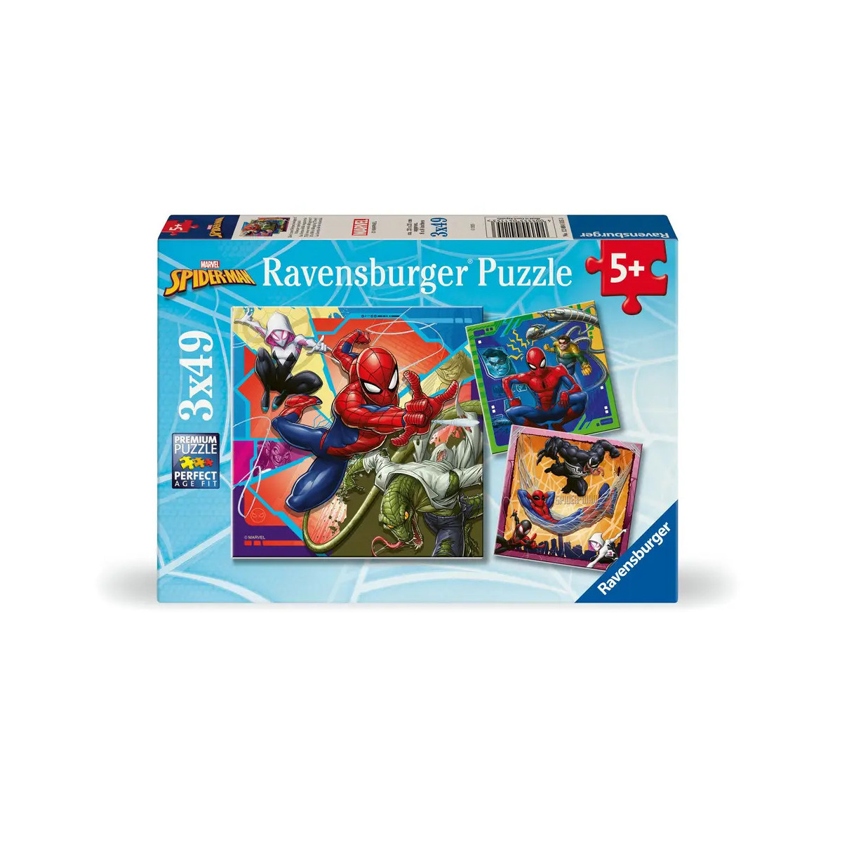 Ravensburger Kinderpuzzle - 12004115 Marvel Spider-Man - Puzzle für Kinder ab 5 Jahren, mit 3x49 Teilen
